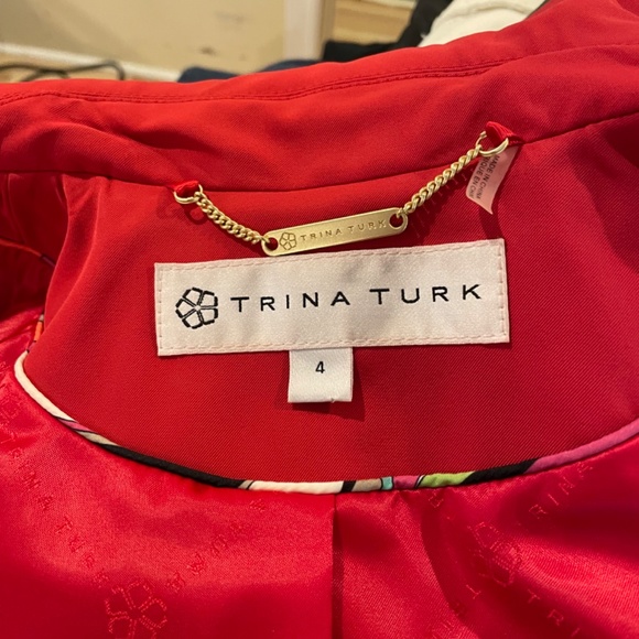 Trina Turk Red Phoebe Trench Coat size 4 - Picture 6 of 7